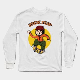 Skateboard (KICKFLIP) Long Sleeve T-Shirt